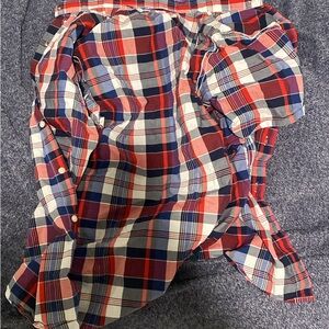 Red and Blue Plaid Button-Up Shirt